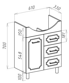 Тумба под раковину Bellezza Стелла 65см белый 4636010140014